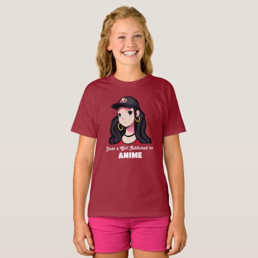 Gewoon een meisje dat verslaafd is aan anime | Roo T-shirt (Voorkant volledig)
