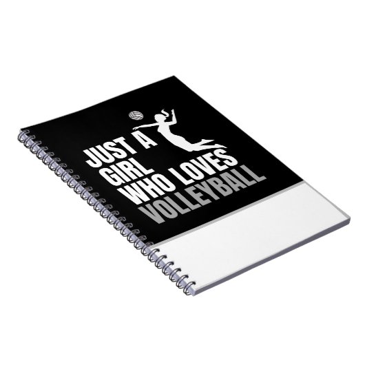 Gewoon een meisje dat Volleyball Black en White li Notitieboek (Rechterzijde)