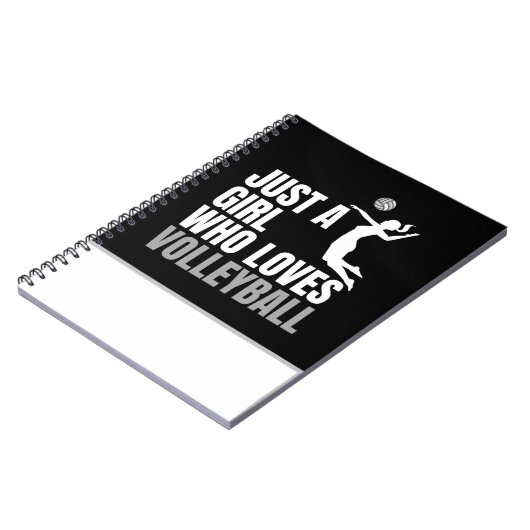 Gewoon een meisje dat Volleyball Black en White li Notitieboek (Linkerzijde)