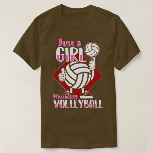 Gewoon een meisje dat Volleyball liefheeft T-shirt (Design voorkant)