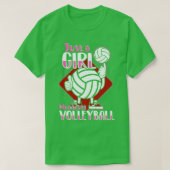Gewoon een meisje dat Volleyball liefheeft T-shirt (Design voorkant)
