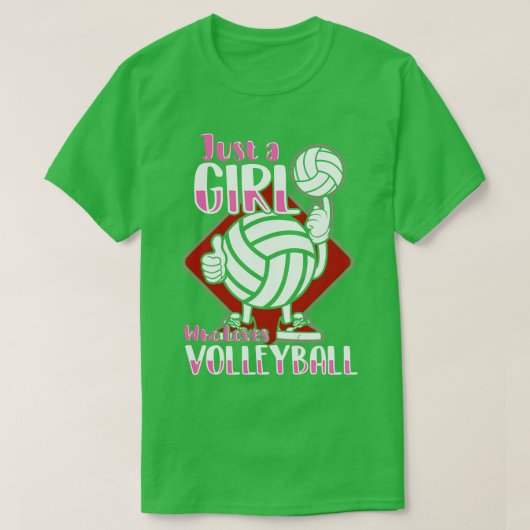 Gewoon een meisje dat Volleyball liefheeft T-shirt (Design voorkant)