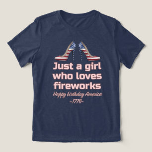 Gewoon een meisje dat vuurwerk leuk vindt Patrioti Tri-Blend Shirt