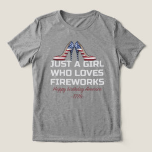 Gewoon een meisje dat vuurwerk leuk vindt Tri-Blend shirt