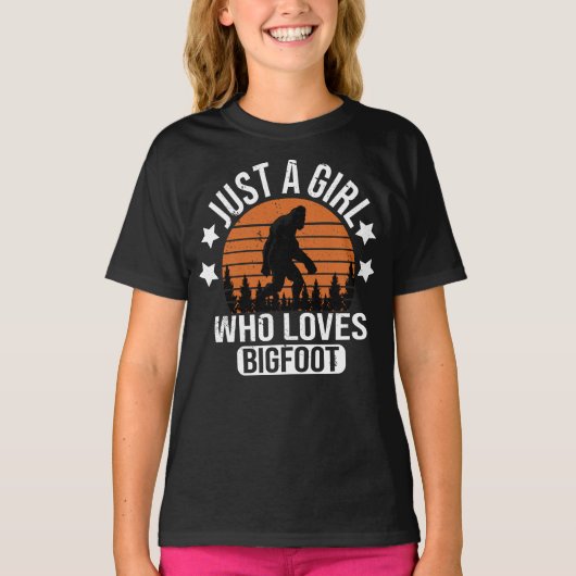 Gewoon een meisje die houdt van Bigfoot grappige S T-shirt (Voorkant)