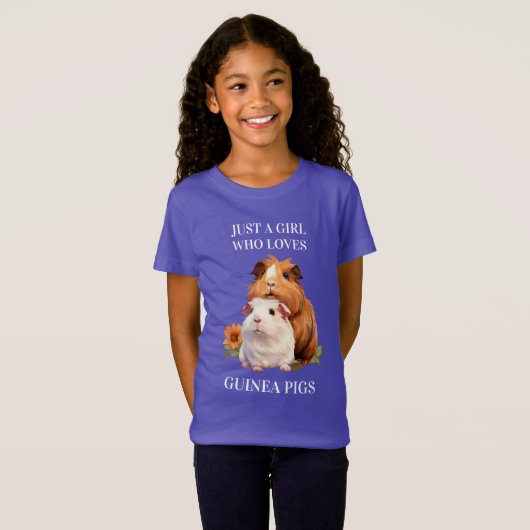 Gewoon een meisje die houdt van cavia's (vrienden) t-shirt (Voorkant volledig)