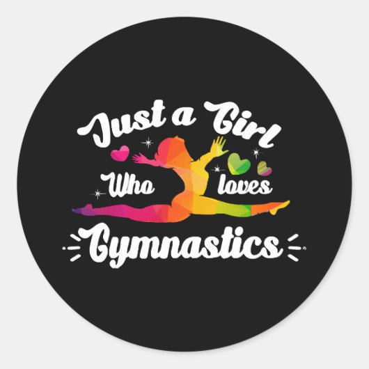 Gewoon een meisje die houdt van gymnastiek ronde sticker (Voorkant)