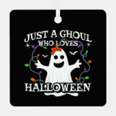 Gewoon een meisje die houdt van Halloween grappige Metalen Ornament (Voorkant)