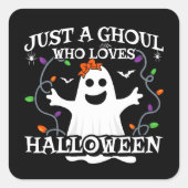 Gewoon een meisje die houdt van Halloween grappige Vierkante Sticker (Voorkant)