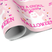 Gewoon een meisje die houdt van Halloween Schattig Cadeaupapier (Rol Hoek)