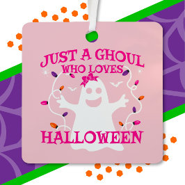 Gewoon een meisje die houdt van Halloween Schattig Metalen Ornament