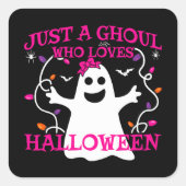 Gewoon een meisje die houdt van Halloween Schattig Vierkante Sticker (Voorkant)