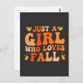 Gewoon een meisje die houdt van Herfst Funn Groovy Briefkaart (Voorkant / Achterkant)
