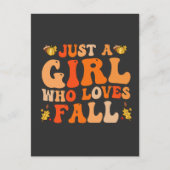 Gewoon een meisje die houdt van Herfst Funn Groovy Briefkaart (Voorkant)