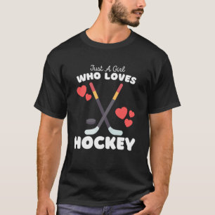 Gewoon een meisje die houdt van hockey schattige m t-shirt