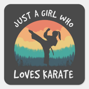 Gewoon een meisje die houdt van karate - retro kar vierkante sticker
