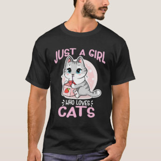 Gewoon een meisje die houdt van katten Schattigee T-shirt
