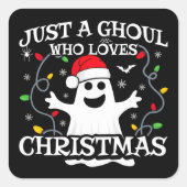 Gewoon een meisje die houdt van kerst grappige Hal Vierkante Sticker (Voorkant)