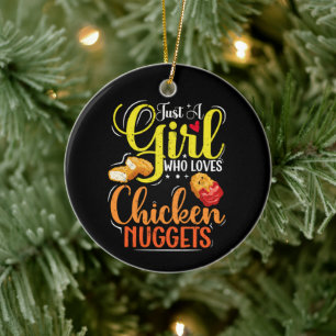 Gewoon een meisje die houdt van kip nuggets meisje keramisch ornament