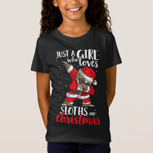Gewoon een meisje die houdt van luiaards kerst Sch T-shirt (Voorkant)