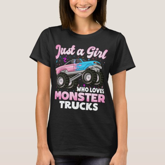Gewoon een meisje die houdt van Monster Trucks Sch T-shirt (Voorkant)