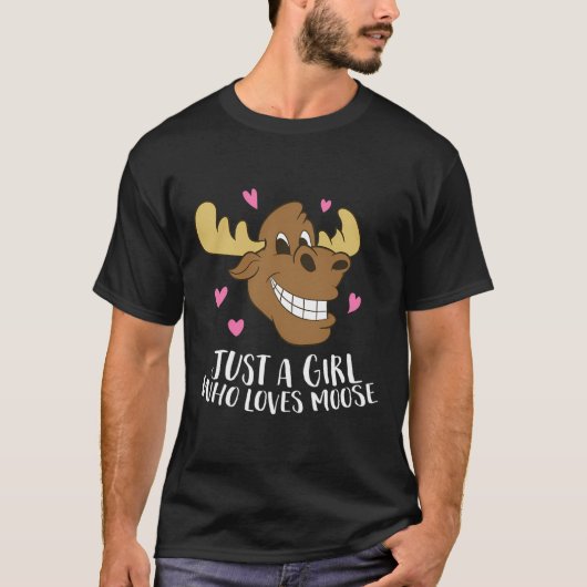 Gewoon een meisje die houdt van Moose Grappig Moos T-shirt (Voorkant)