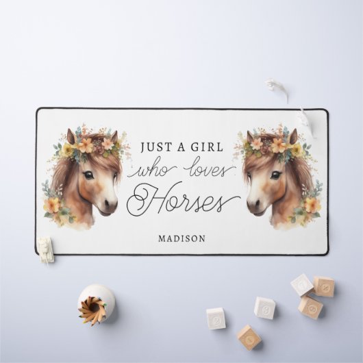 Gewoon een meisje die houdt van paarden schattige bureaumat (Kindertafel)