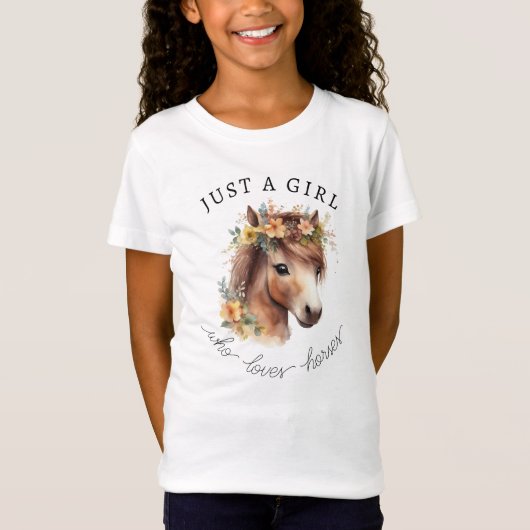 Gewoon een meisje die houdt van paarden schattige t-shirt (Voorkant)