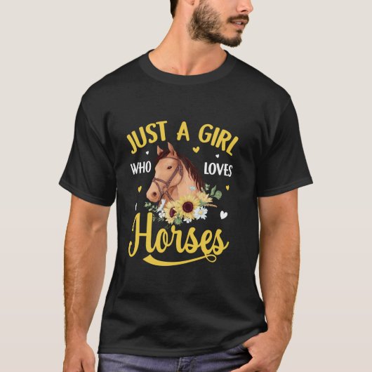 Gewoon een meisje die houdt van paarden Zonnebloem T-shirt (Voorkant)