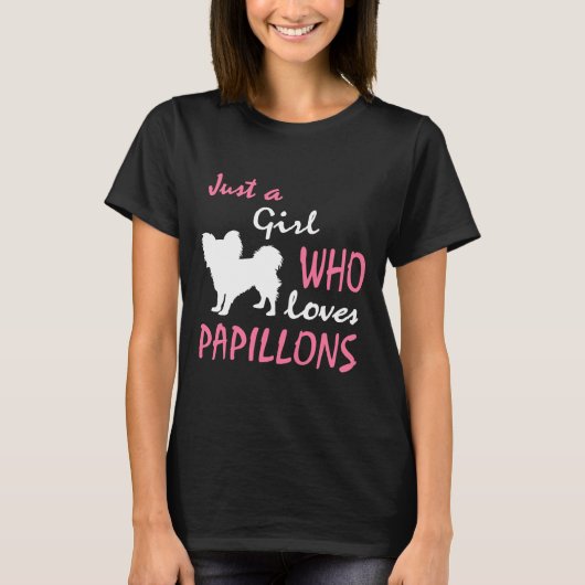 Gewoon een meisje die houdt van Papillon Vrouwen M T-shirt (Voorkant)