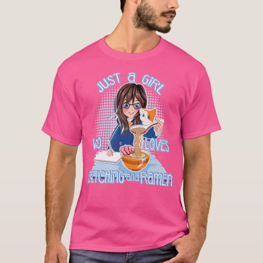 Gewoon een meisje die houdt van Ramen schetsen Shi T-shirt (Voorkant)