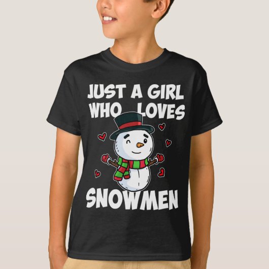 Gewoon een meisje die houdt van sneeuwpop Schattig T-shirt (Voorkant)
