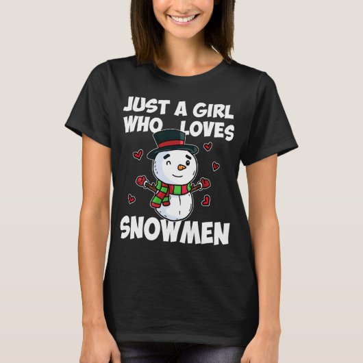 Gewoon een meisje die houdt van sneeuwpop Schattig T-shirt (Voorkant)