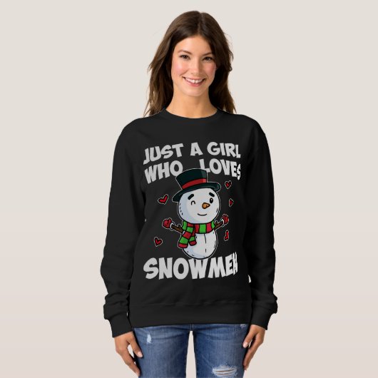 Gewoon een meisje die houdt van sneeuwpop Schattig Trui (Voorkant volledig)