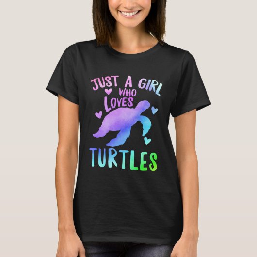 Gewoon een meisje die houdt van Turtles Zee Turtle T-shirt (Voorkant)
