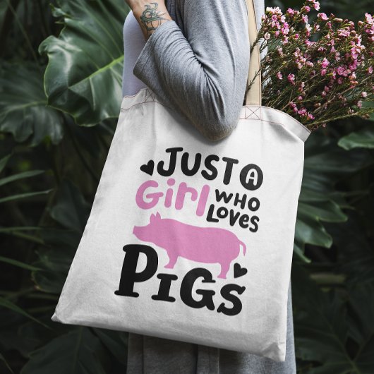 Gewoon een meisje die houdt van varkens grappig va tote bag