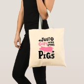 Gewoon een meisje die houdt van varkens grappig va tote bag (Voorkant (product))