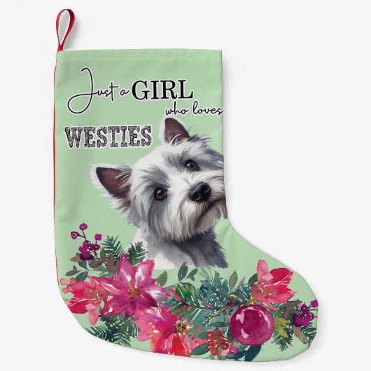 Gewoon een meisje die houdt van Westies Schattige  Kleine Kerstsok (Voorkant)
