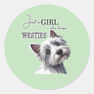Gewoon een meisje die houdt van Westies Schattige Ronde Sticker