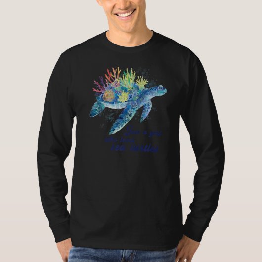 Gewoon een meisje die houdt van Zee Turtles Summer T-shirt (Voorkant)