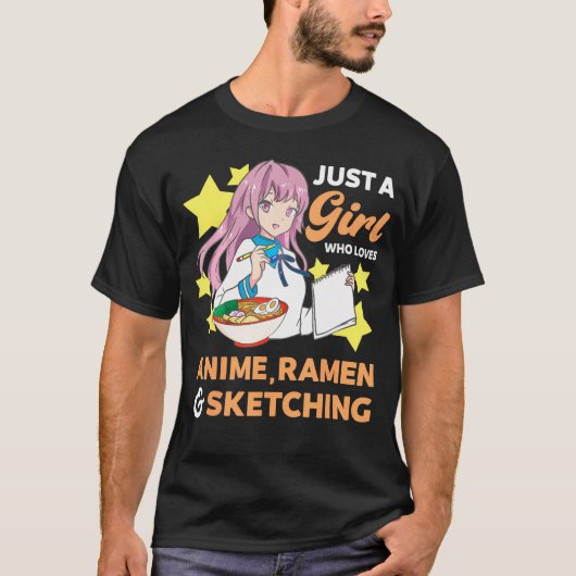 Gewoon een meisje die van anime Ramen houdt en dr. T-shirt (Voorkant)