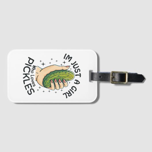 Gewoon een meisje die van augurken houdt - Grappig Bagagelabel (Voorkant (horizontaal))