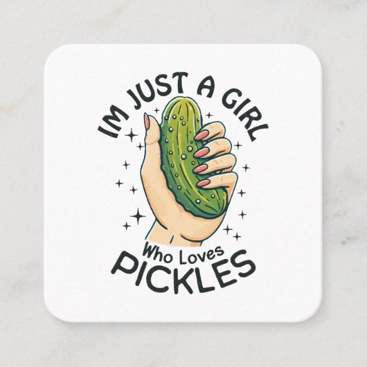 Gewoon een meisje die van augurken houdt - Grappig Vierkante Visitekaartje (Voorkant)
