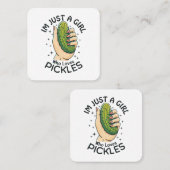 Gewoon een meisje die van augurken houdt - Grappig Vierkante Visitekaartje (Voorkant / Achterkant)