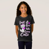 Gewoon een meisje die van katten houdt... Kat T-shirt (Voorkant volledig)