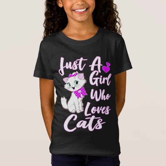 Gewoon een meisje die van katten houdt... Kat T-shirt (Voorkant)