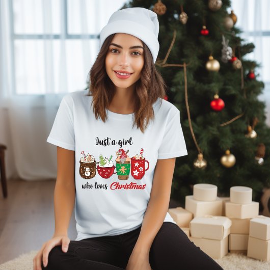 Gewoon een meisje die van kerst houdt Schattige mo T-shirt