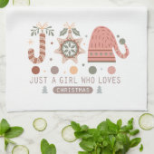 Gewoon een meisje die van kerstpastel Boho houdt Theedoek (Gevouwen)