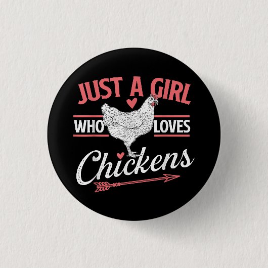 Gewoon een meisje die van kippen houdt - Chicken L Ronde Button 3,2 Cm (Voorkant)