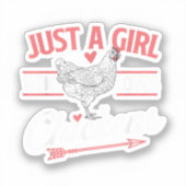 Gewoon een meisje die van kippen houdt - Chicken L Sticker (Voorkant)